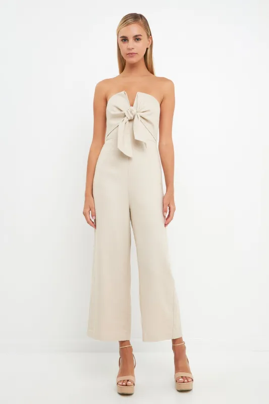 Bustier Front Tie Jumpsuit sold by English Factory