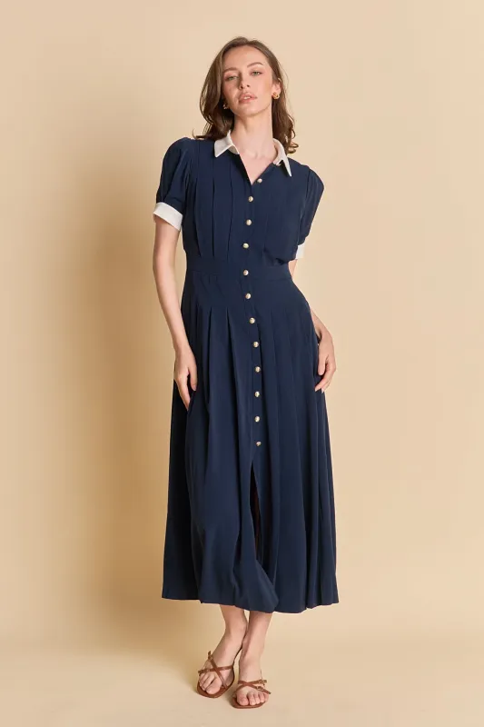 Luna Pleated Midi Dress sold by English Factory