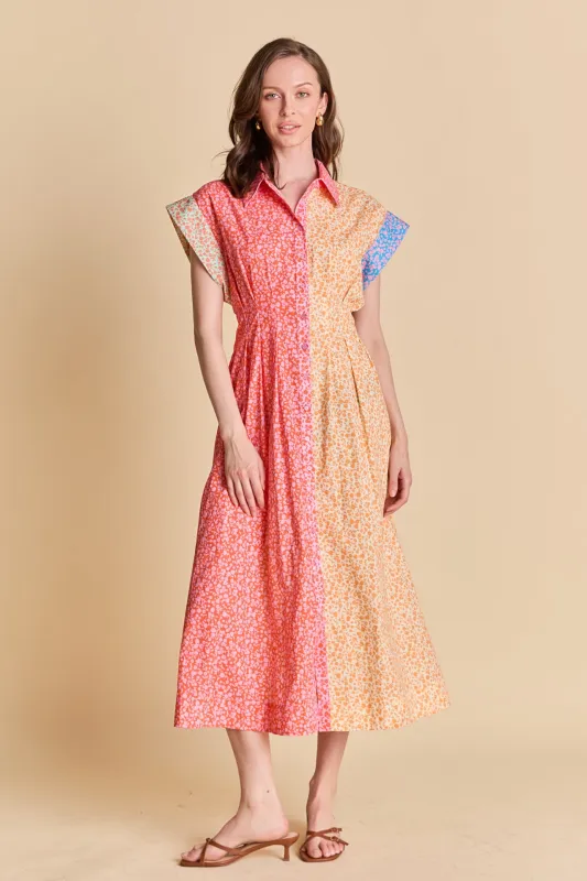 The Bloom Block Midi Dress sold by English Factory