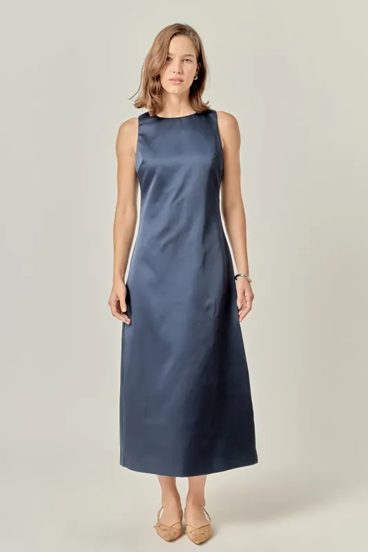Satin Sleeveless Midi Dress sold by English Factory