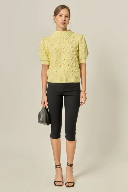 Pom Pom Puff Sleeve Sweater sold by English Factory