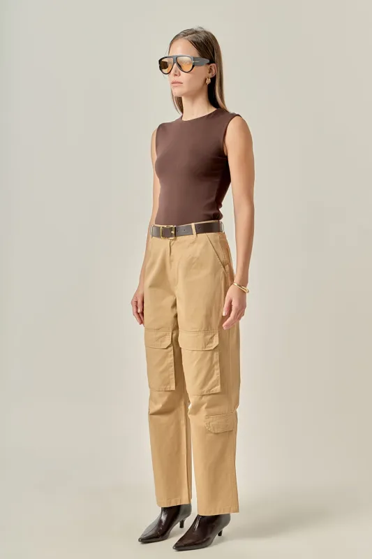 Wide Leg Cargo Pants sold by English Factory