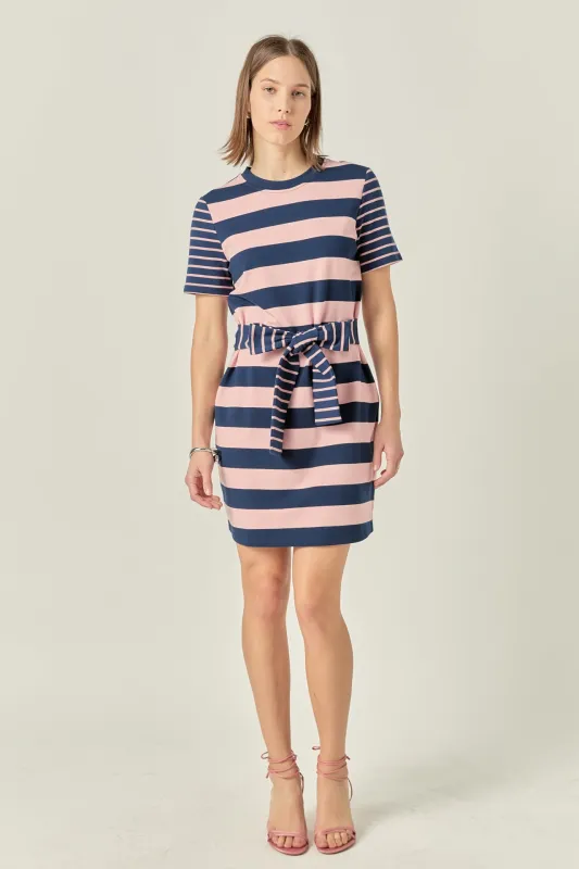Contrast Stripe Knit Mini Dress sold by English Factory