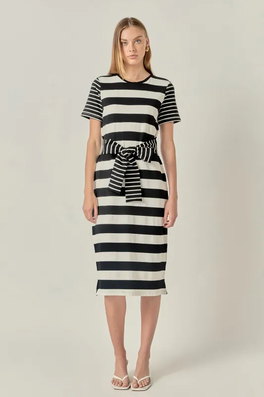 Contrast Stripe Knit Midi Dress sold by English Factory