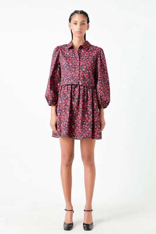 Floral Shirt Mini Dress sold by English Factory
