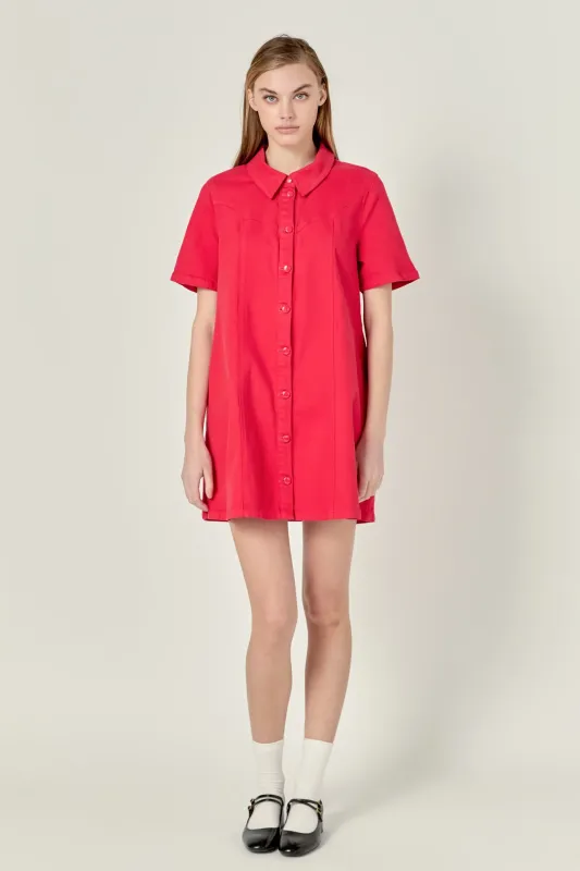 Washed Denim Mini Dress sold by English Factory