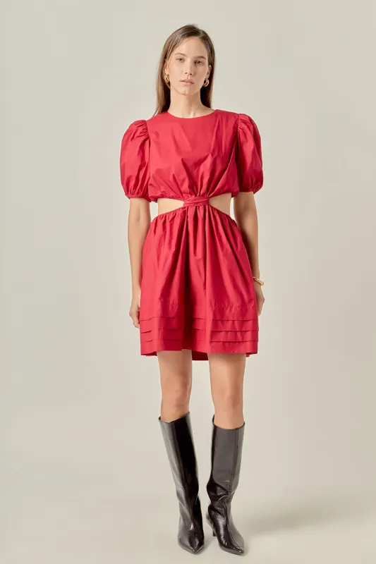 Pleats with Cut-out Detail Mini Dress sold by English Factory