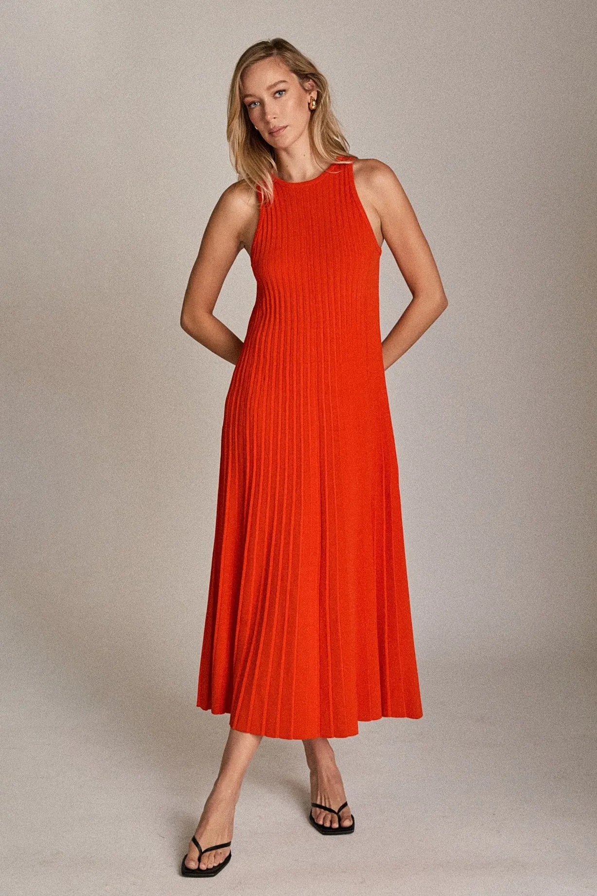Pleated A-line Knit Midi Dress sold by English Factory product image thumbnail 5