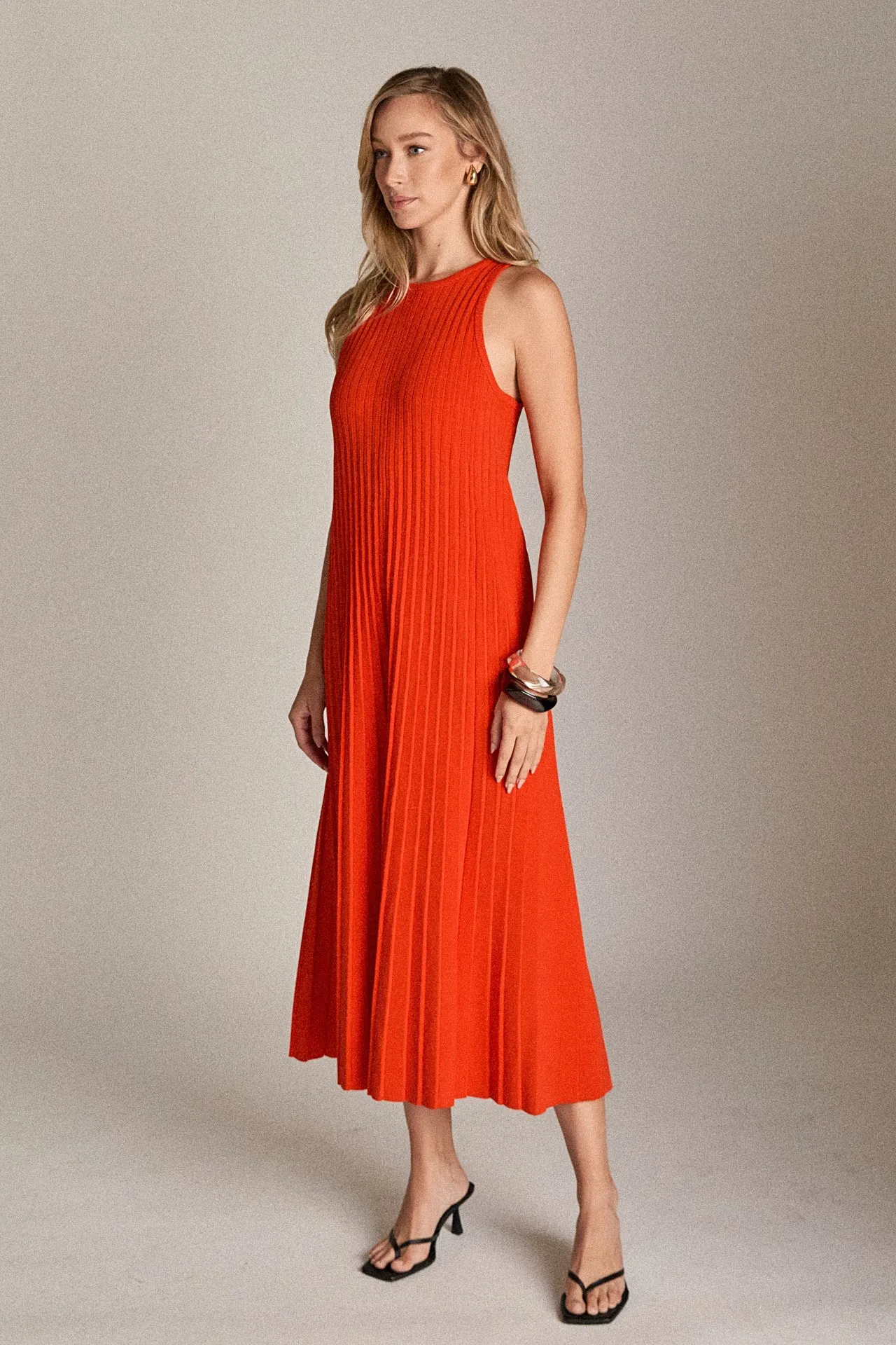 Pleated A-line Knit Midi Dress sold by English Factory product image thumbnail 3