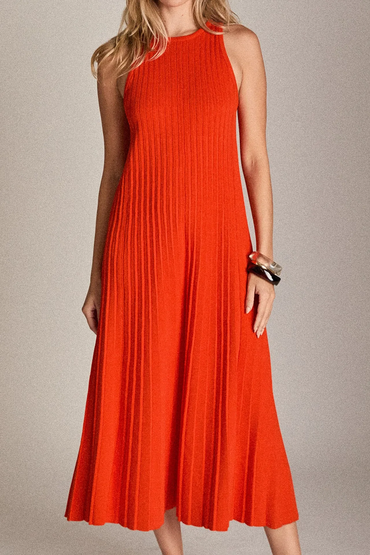 Pleated A-line Knit Midi Dress sold by English Factory product image thumbnail 2