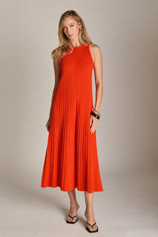 Pleated A-line Knit Midi Dress sold by English Factory