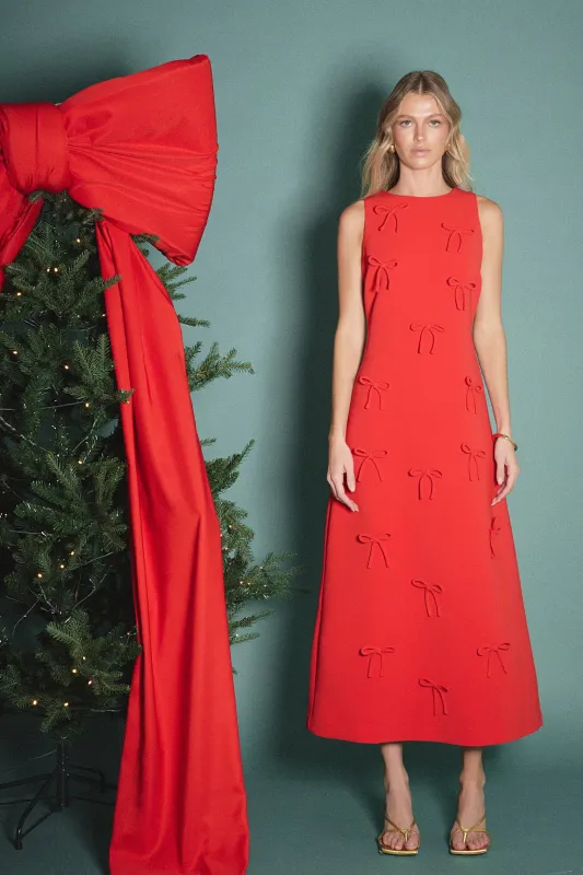 Bow Detailed Sleeveless Midi Dress sold by English Factory