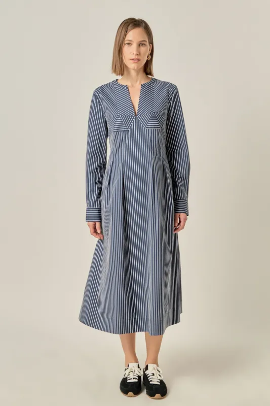Bella Stripe Origami Midi Dress sold by English Factory