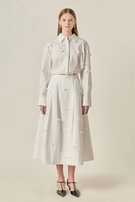 Bow Detailed Drop Shoulder Shirt sold by English Factory