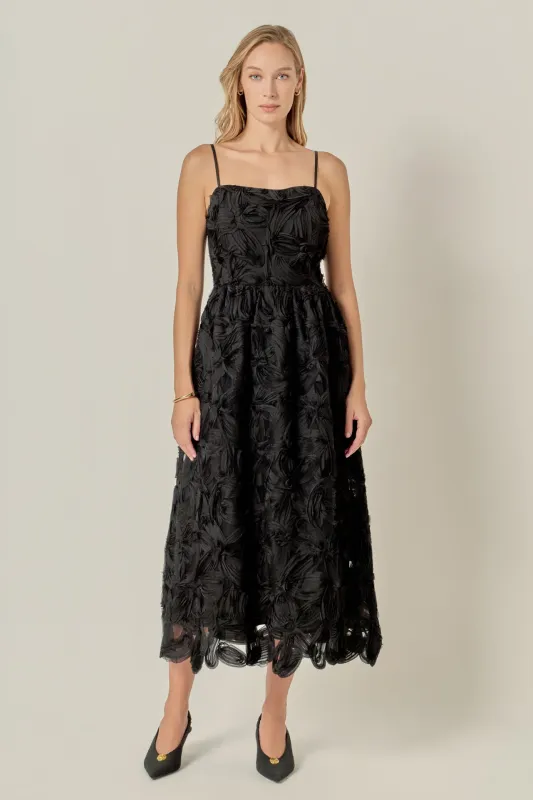 Flower Embellished Midi Dress made by English Factory