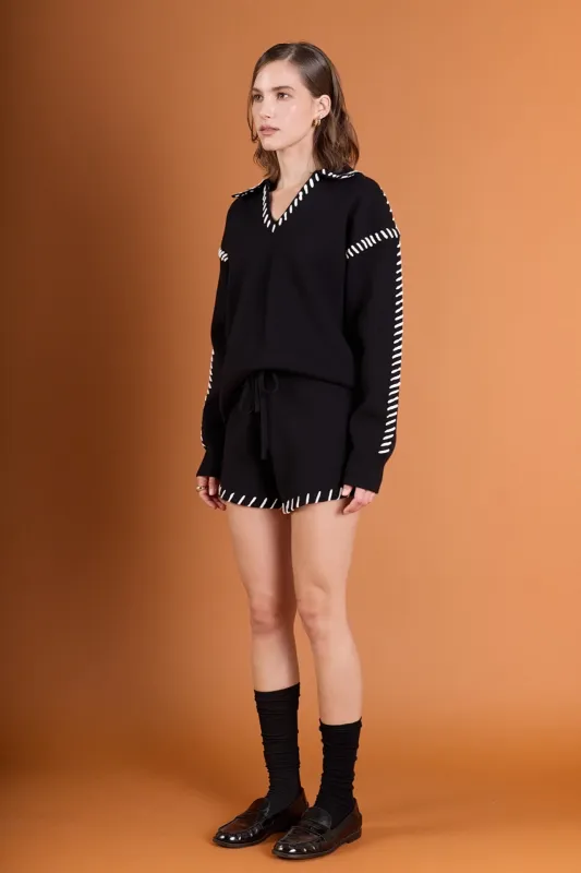 Stitch Detail Knit Shorts sold by English Factory