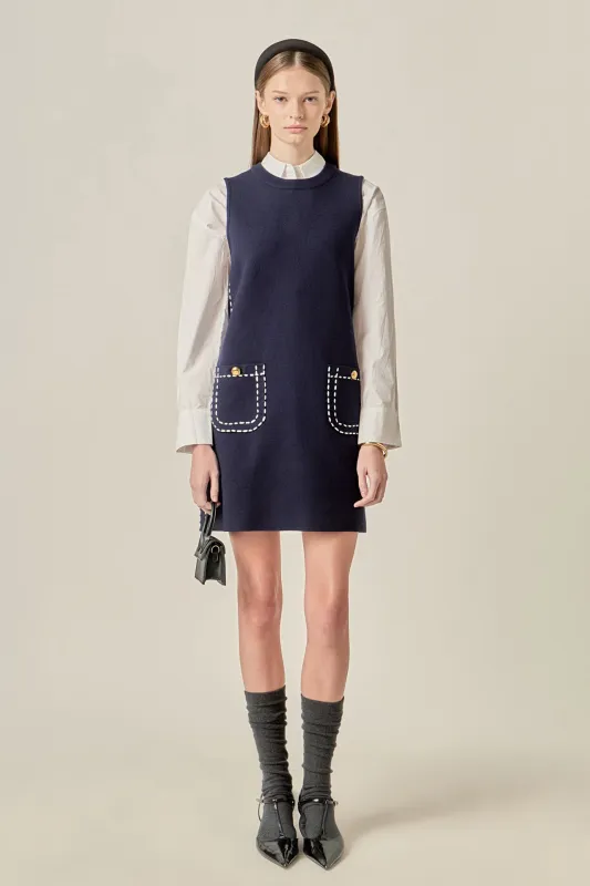 Stitch Detail Knit Mini Dress sold by English Factory