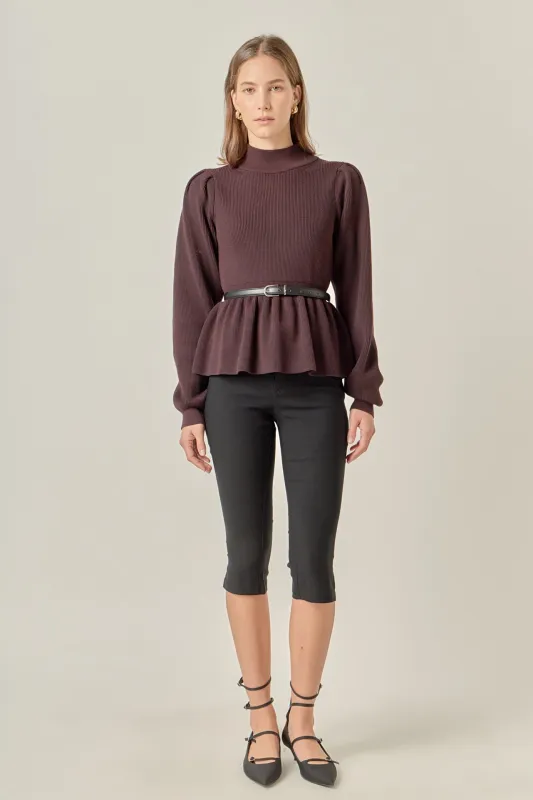 Peplum Waist Knit Top sold by English Factory
