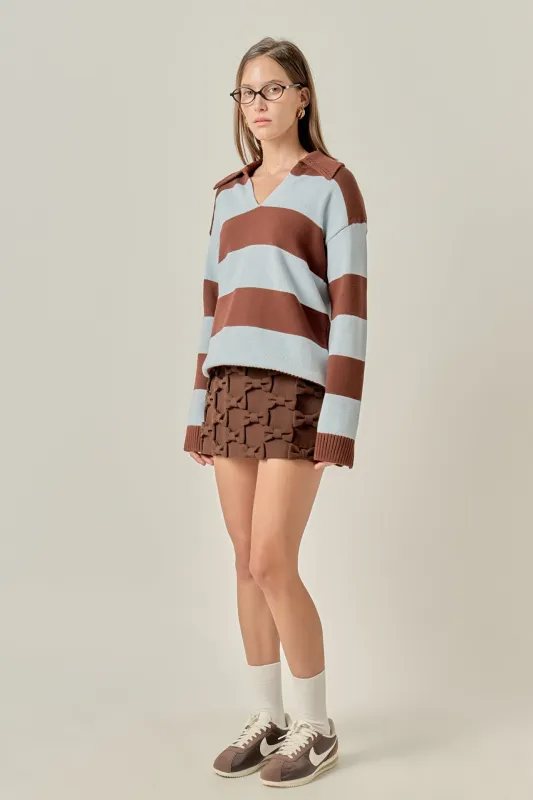 Striped Rugby Collared Sweater sold by English Factory