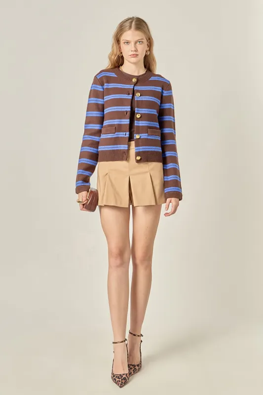 Striped Gold Button Cardigan sold by English Factory