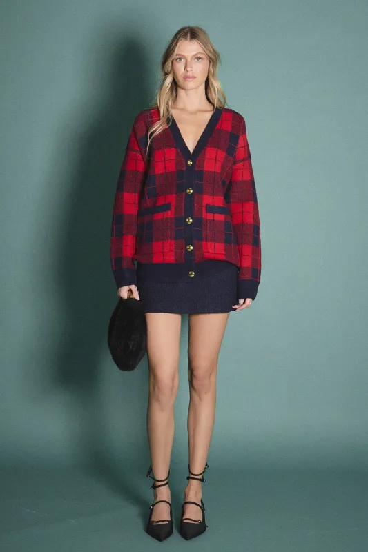 Check Cardigan sold by English Factory