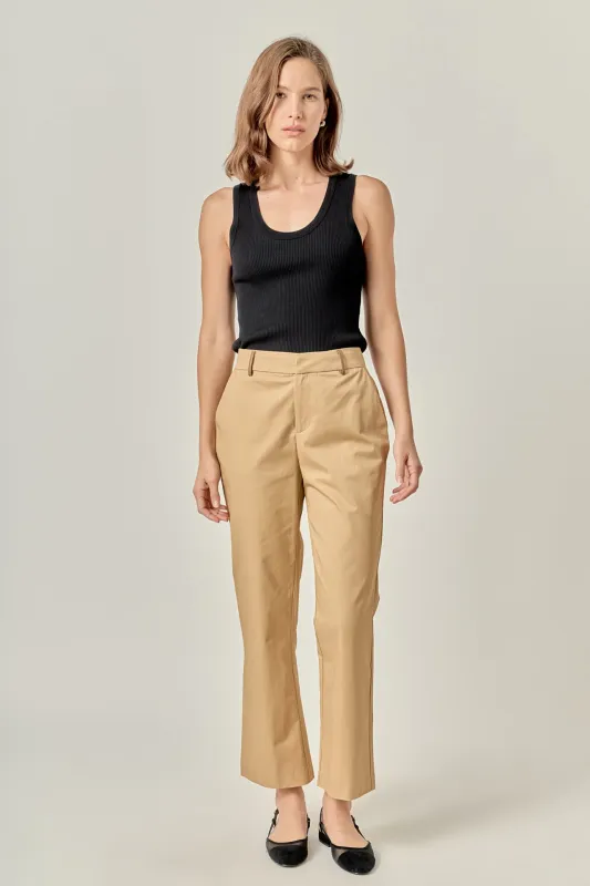 Twill Cropped Flared Hem Pants sold by English Factory