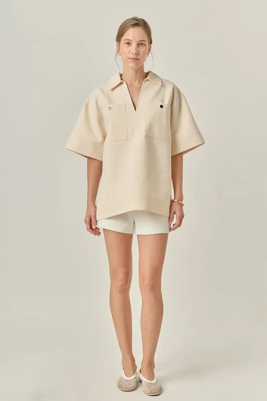 Oversized Collar Top sold by English Factory