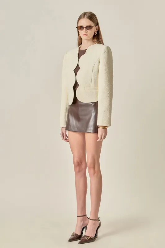 The Scallop-Edge Textured Blazer sold by English Factory