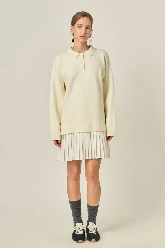 Polo Mixed Media Mini Dress made by English Factory