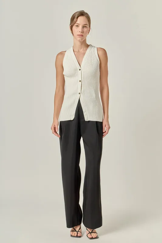 Ribbed Knit Button-Front Vest sold by English Factory