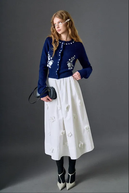 3D Flower Midi Skirt sold by English Factory