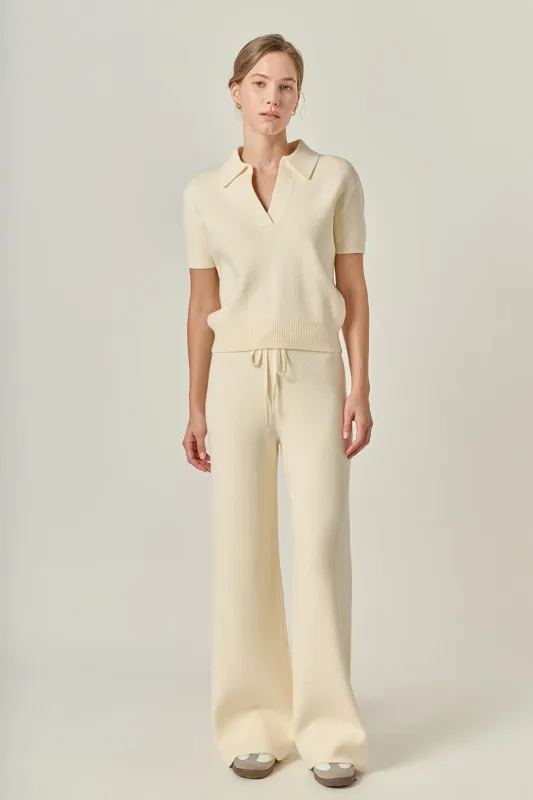 Polo Knit Short Sleeve Top sold by English Factory