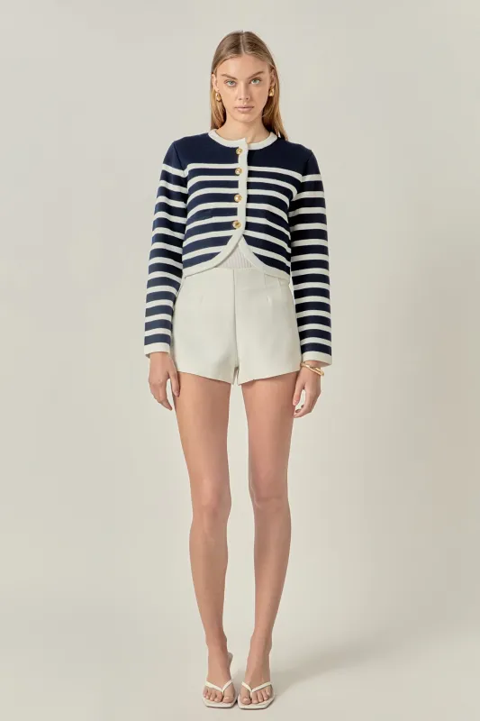 Nautical Stripe Gold Button Cardigan sold by English Factory