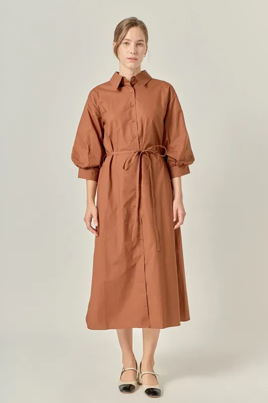 Flared Shirt Midi Dress sold by English Factory