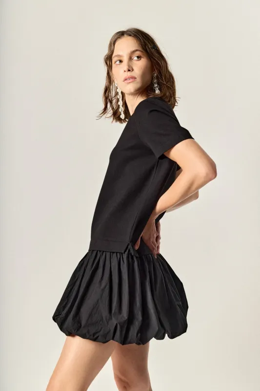 Bubble Mixed Media Mini Dress sold by English Factory