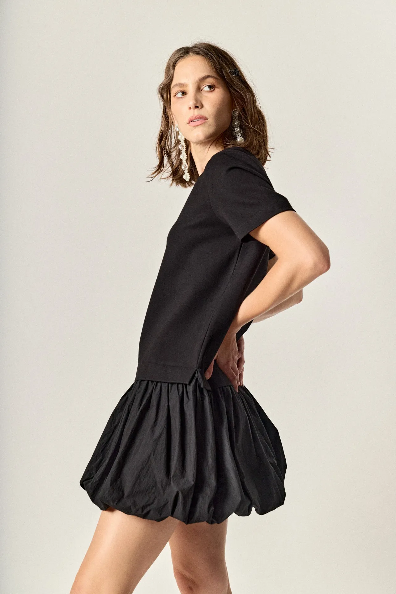 Bubble Mixed Media Mini Dress sold by English Factory