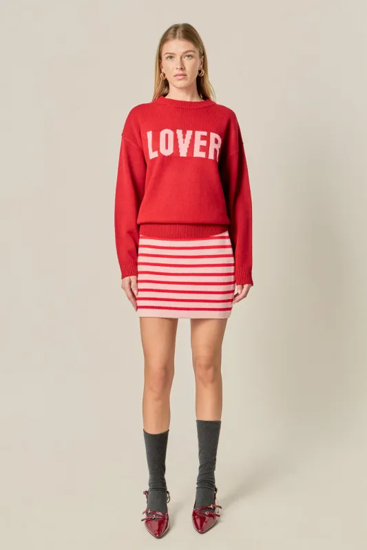 Knit Striped Mini Skirt sold by English Factory