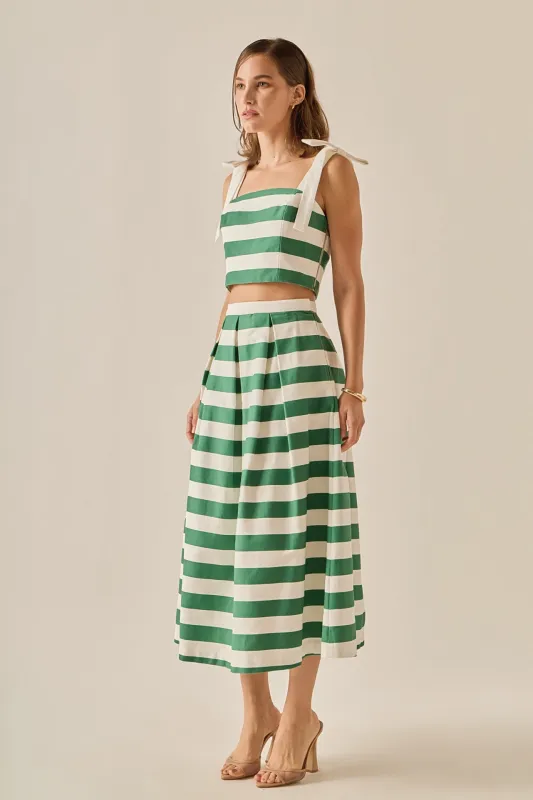 Bold Stripe Midi Skirt sold by English Factory