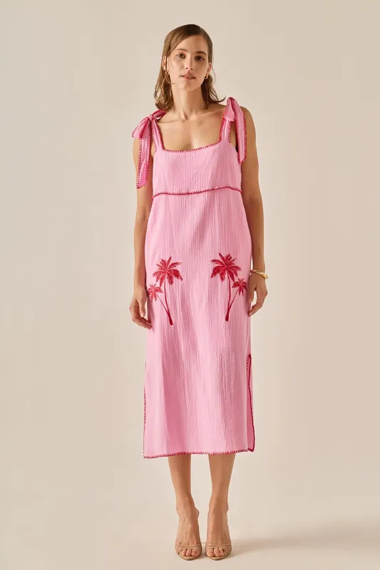 The Aria Tropical Embroidered Midi Dress sold by English Factory