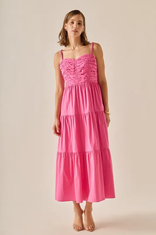 The Ruched Muse Midi Dress made by English Factory