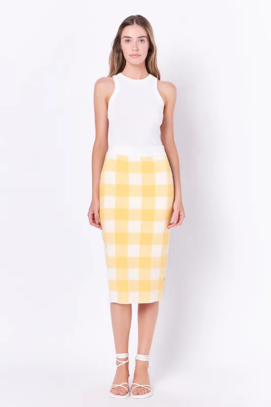 Multi Gingham Pencil Skirt sold by English Factory