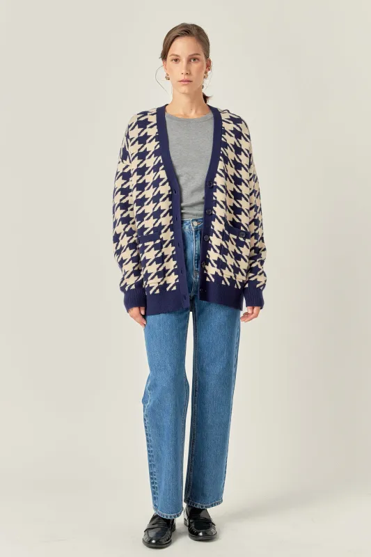 Knit Houndstooth Cardigan sold by English Factory
