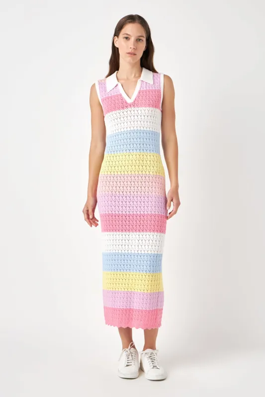 Crochet Knit Maxi Dress sold by English Factory