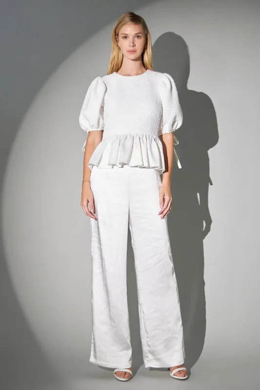 Textured Peplum Top sold by English Factory