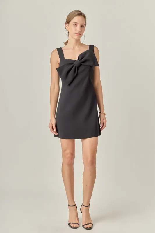 Bow Sleeveless Mini Dress sold by English Factory