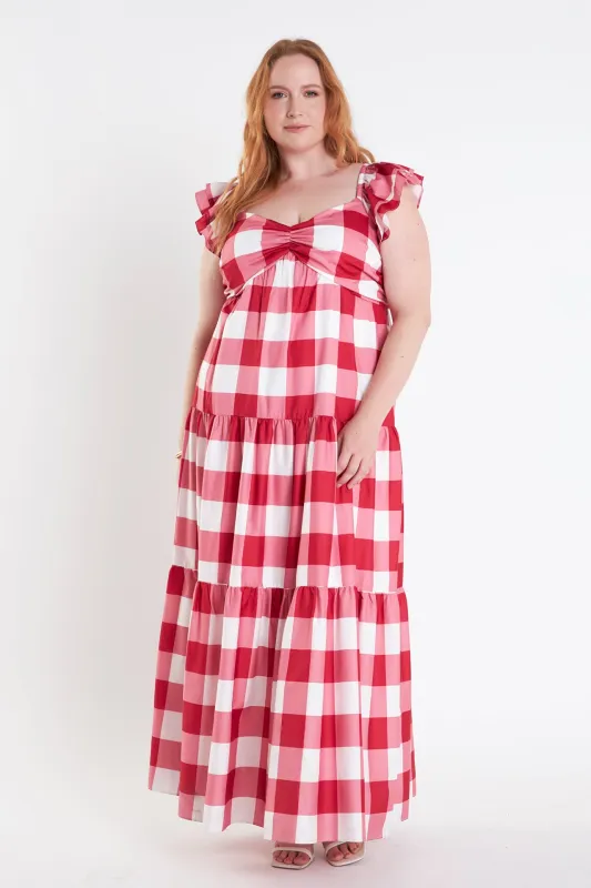 Plus Size Gingham Maxi Dress sold by English Factory