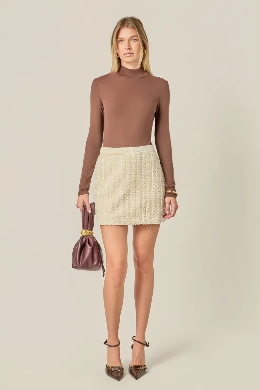 Velvet Embellished Mini Skirt sold by English Factory