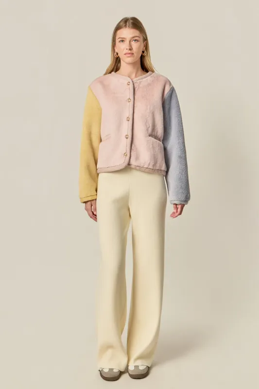 Colorblock Faux Fur Jacket sold by English Factory