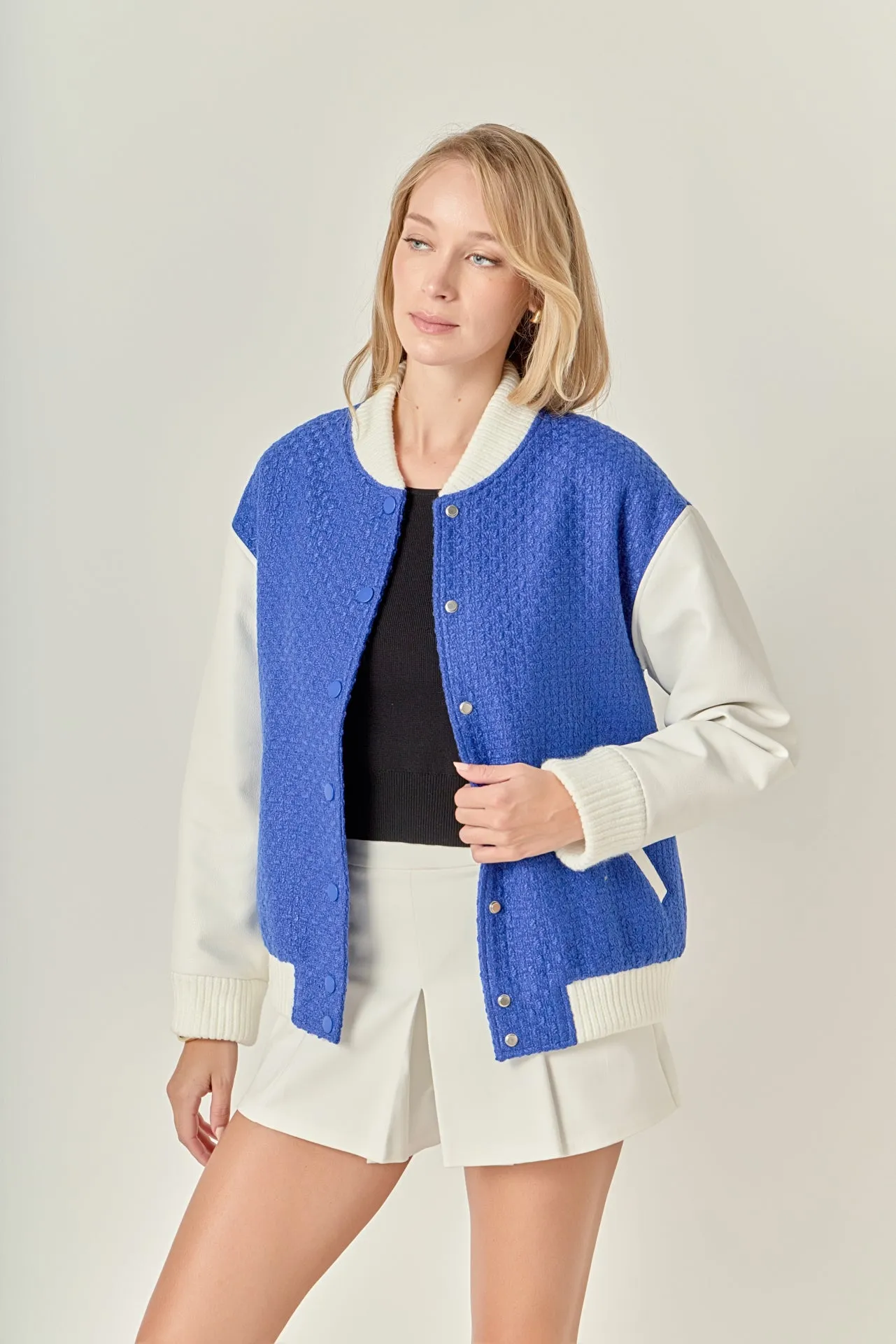 Tweed PU Bomber Jacket sold by English Factory product image thumbnail 5