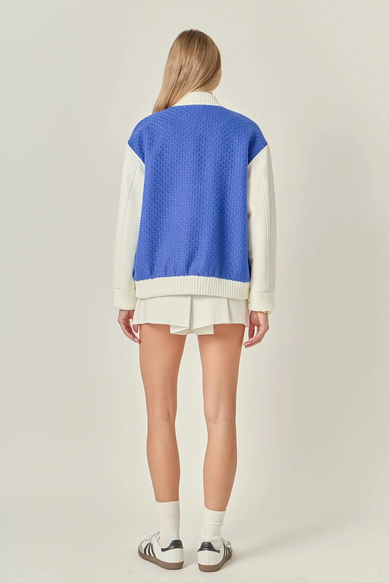 Tweed PU Bomber Jacket sold by English Factory product image thumbnail 4